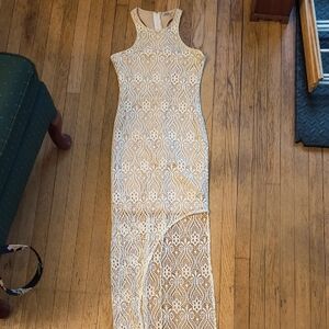 Charlotte Russe Cream Asymmetrical Halter Dress